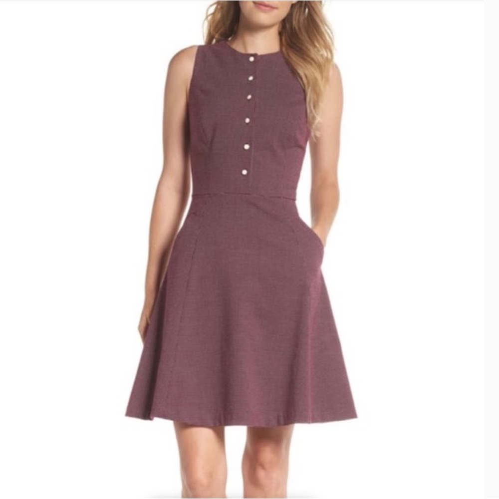 Gal Meets Glam Collection Meg Micro Dot Sleeveless Fit & Flare Dress Size 4
